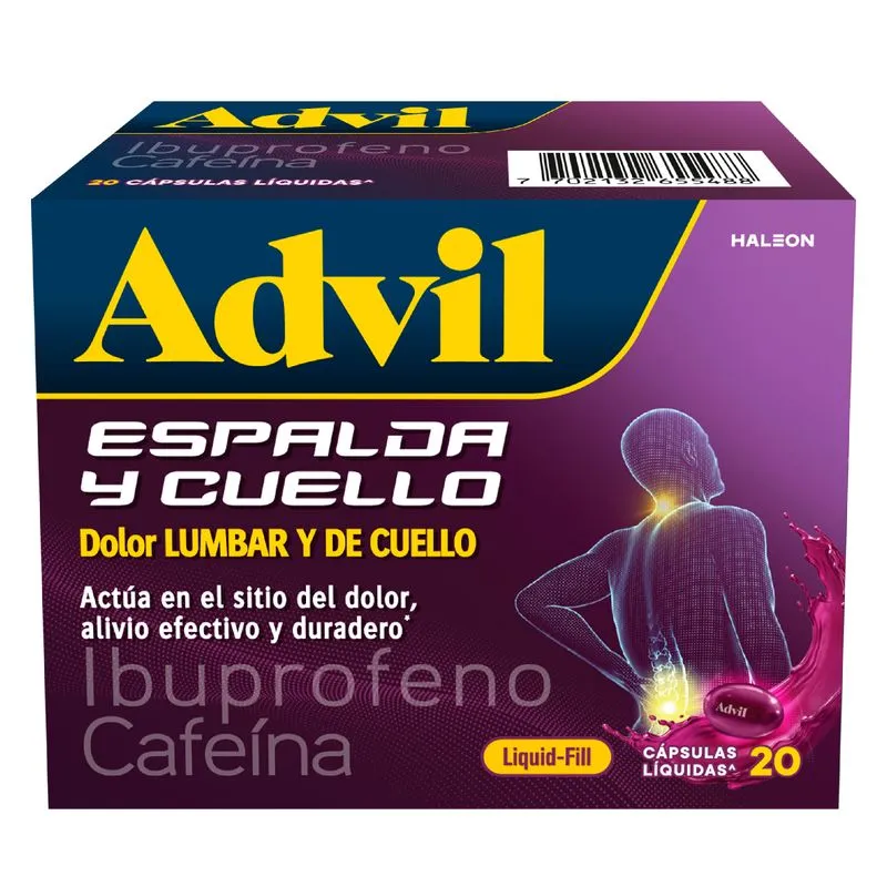 Advil Espalda Y Cuello Ibuprofeno + Cafeína 400/65 Mg Capsulas Liquidas