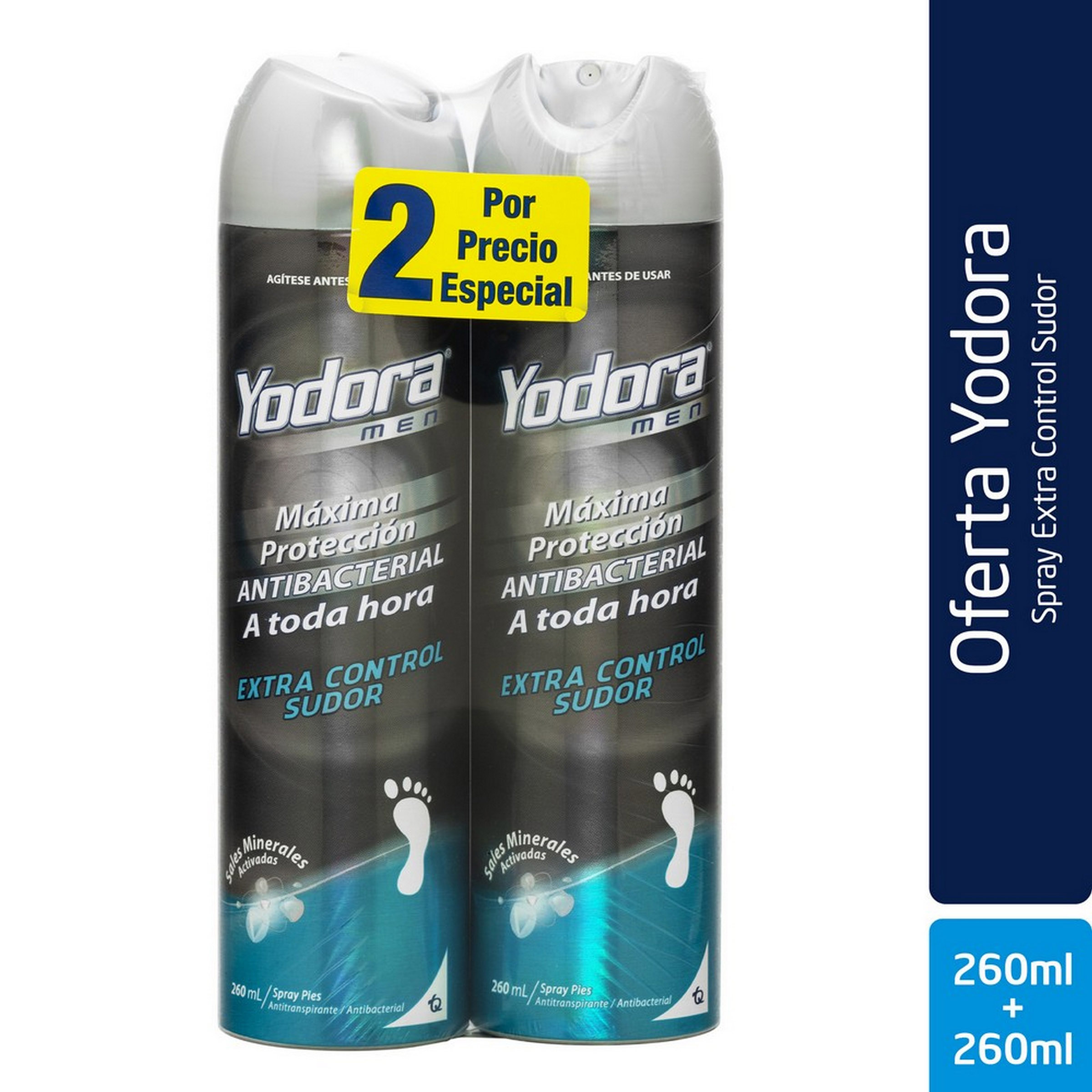 Desodorante Yodora Pies Spray  Extra Control Sudor 260 Ml 2x1