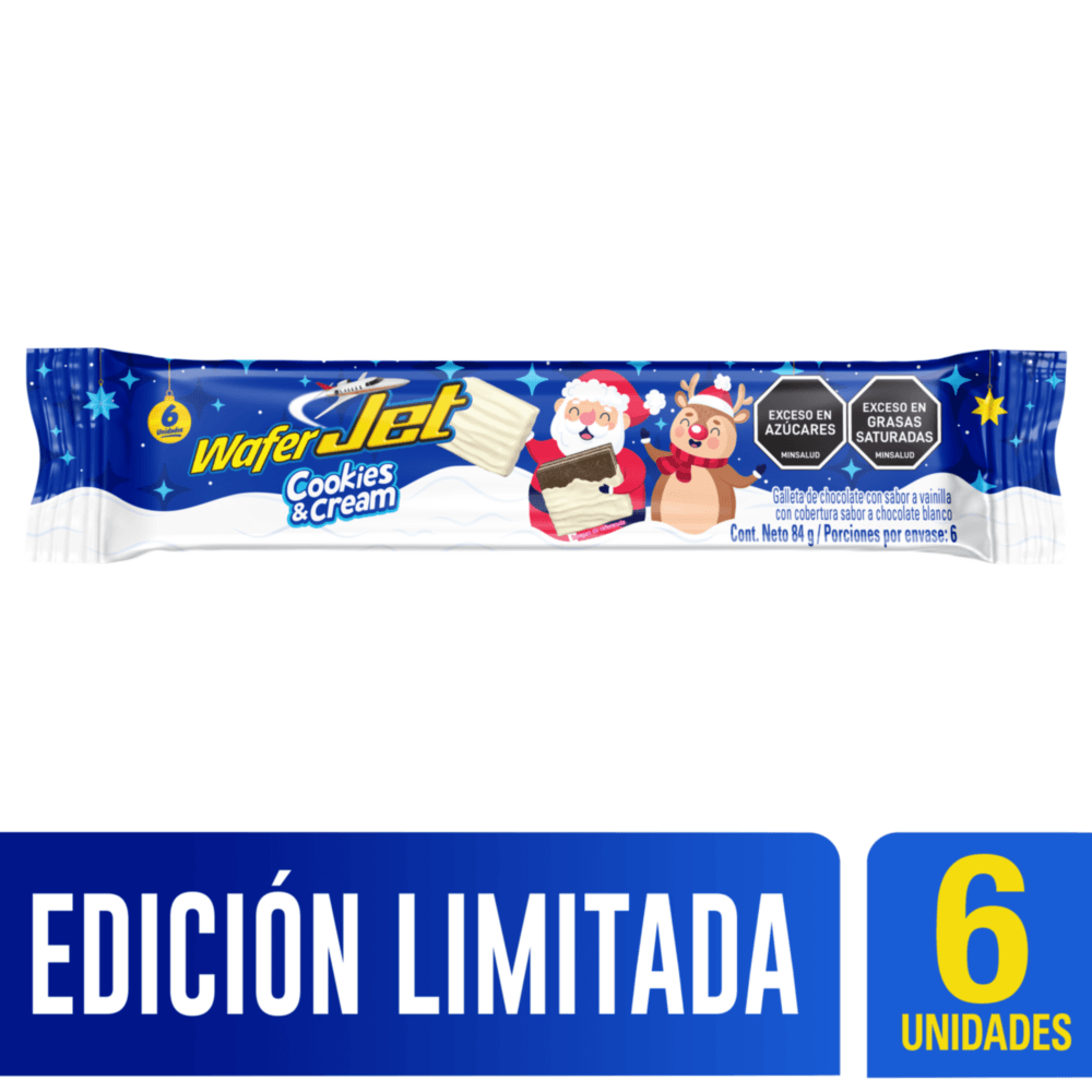 Galleta de Chocolate Wafer Jet Cookies & Cream 14 Gr