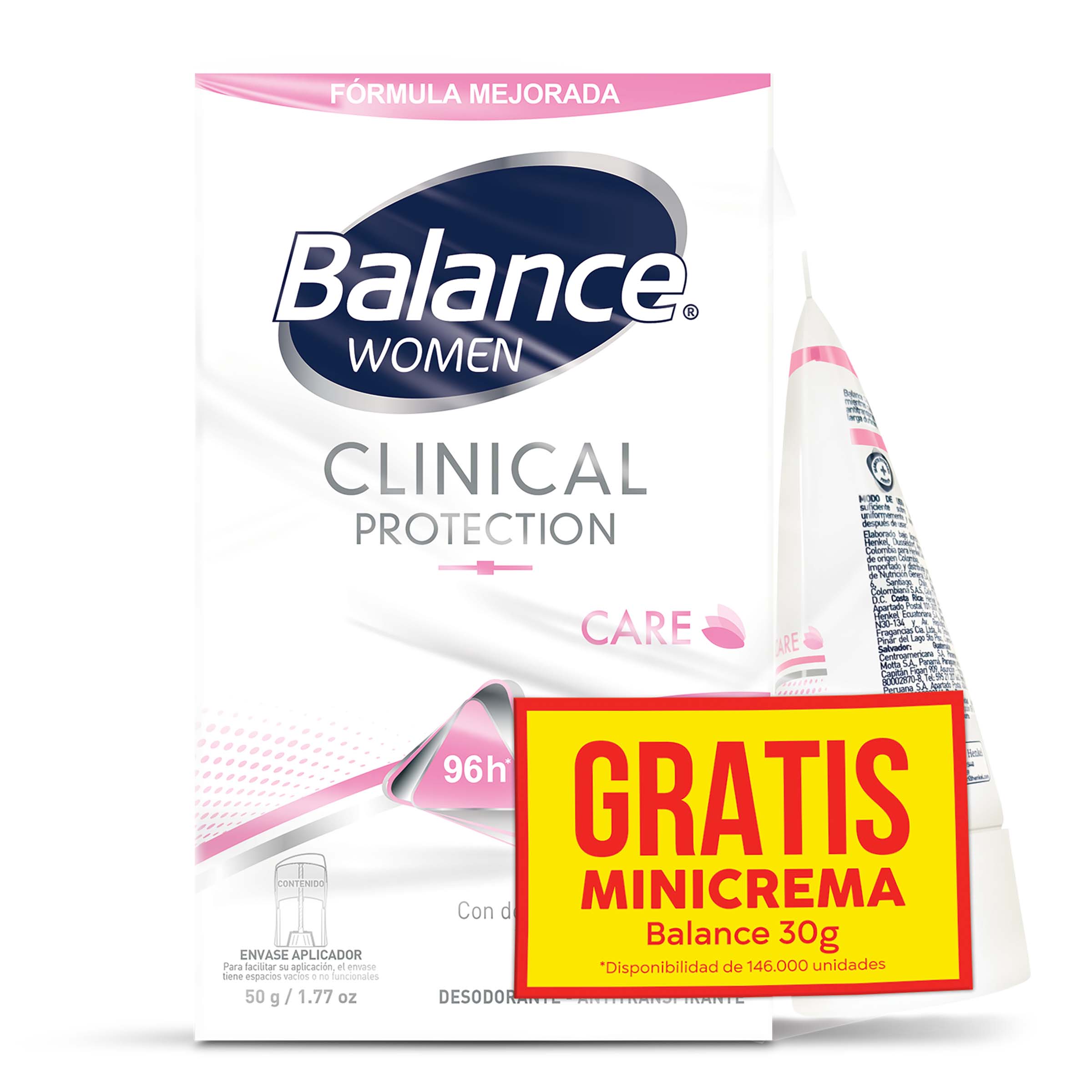 Desodorante Balance Clinical Proteccion Care Mujer 50 Gr+ Mini 30 Gr