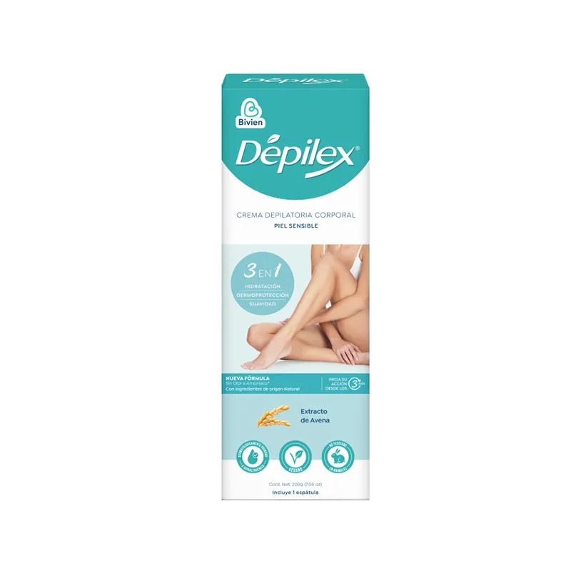Crema Depilatoria Depilex Extracto De Avena Piel Sensible 3 En 1