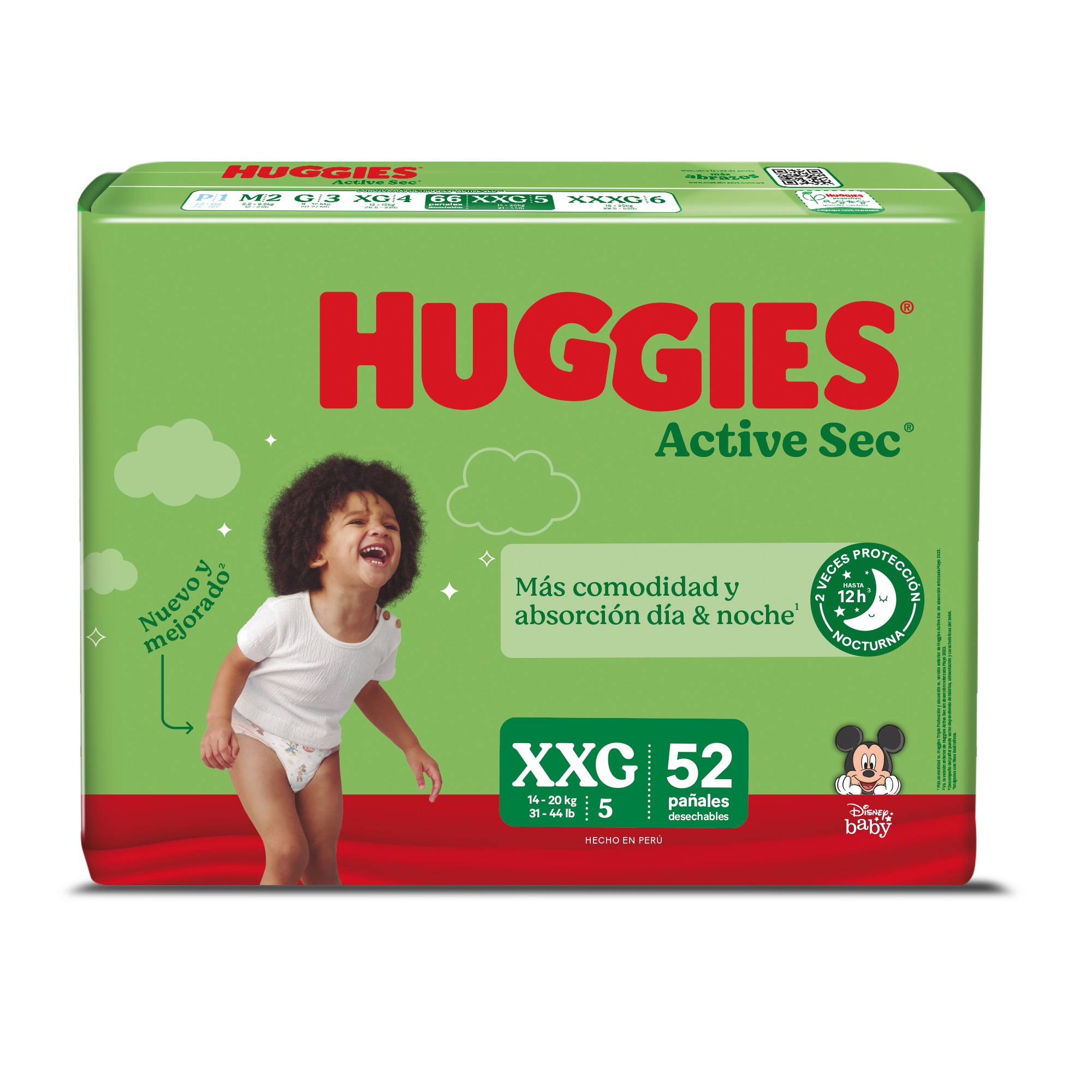 Pañal Huggies  Active Sec Etapa 5 Xxg
