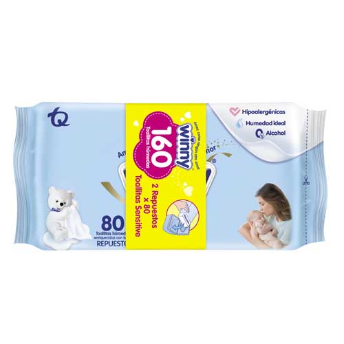 Toallas Humedas Sensitive Recien Nacido Bolsa 2 Paquete X 80 Und