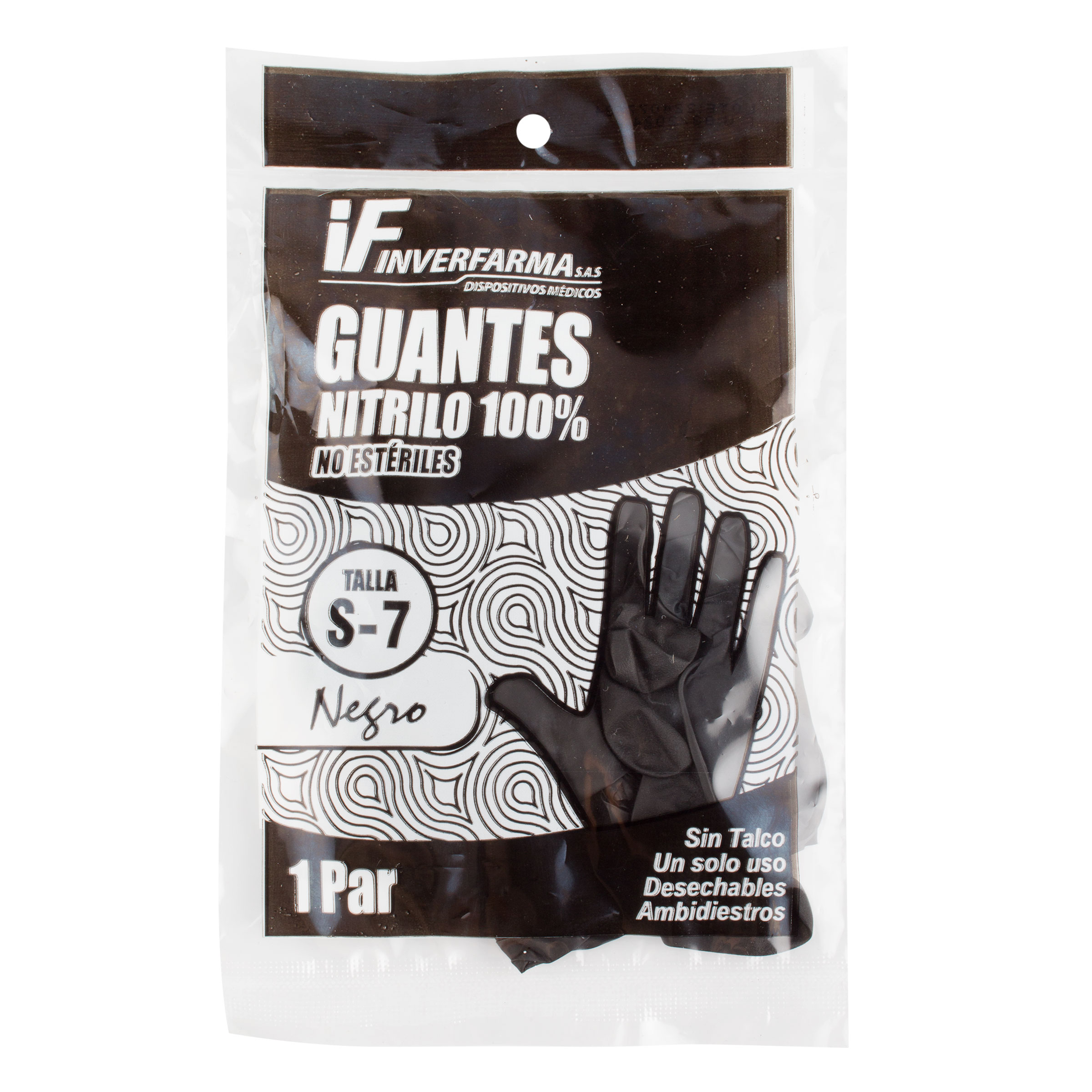 Guantes De Nitrilo Negro Talla S 2 Und Inverfarma