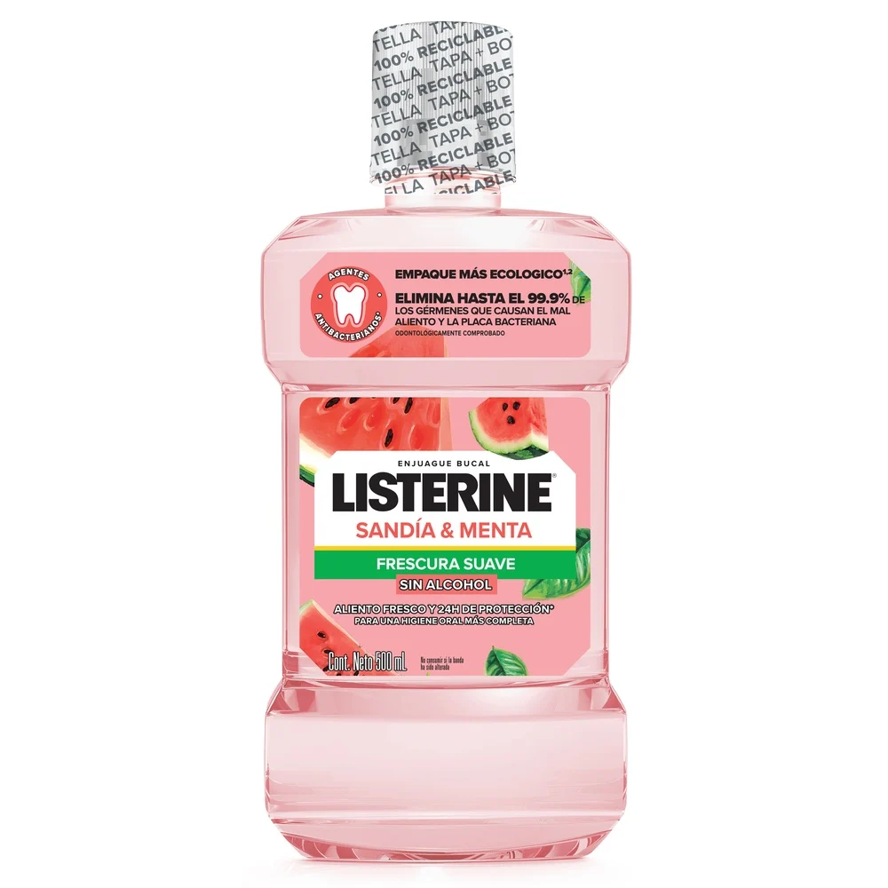 Listerine Enjuague Bucal Sin Alcohol Frescura Suave Sandia Menta