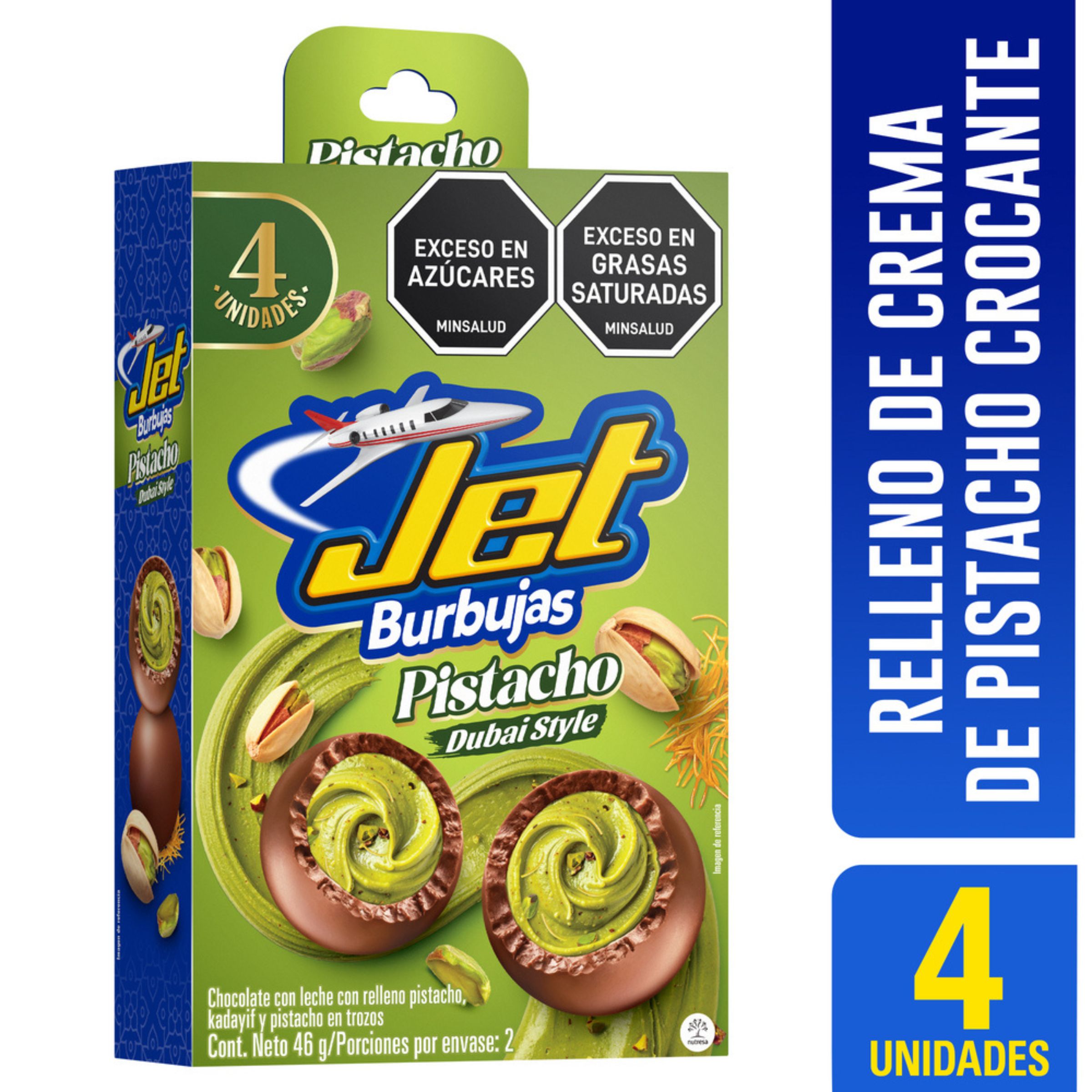 Chocolatina Jet Burbuja Pistacho Dubai Style 46 Gr