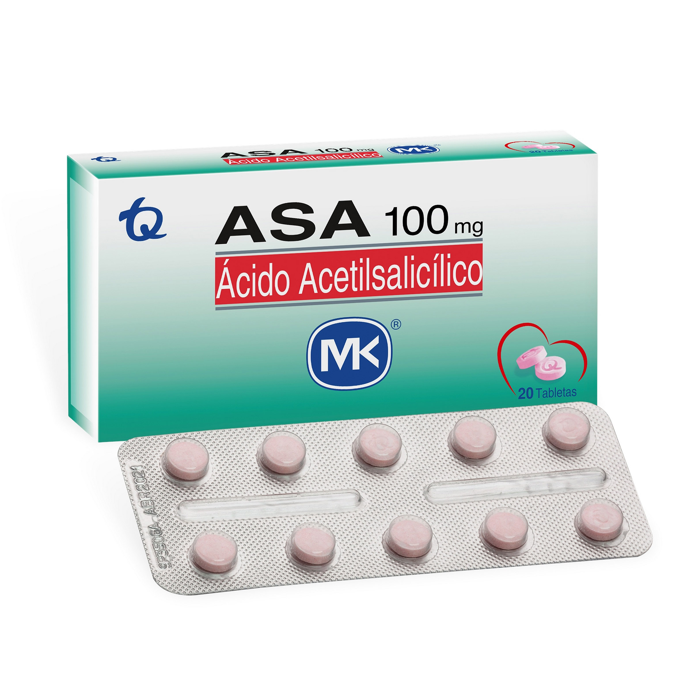 ASA 100 MG 20 TAB MK