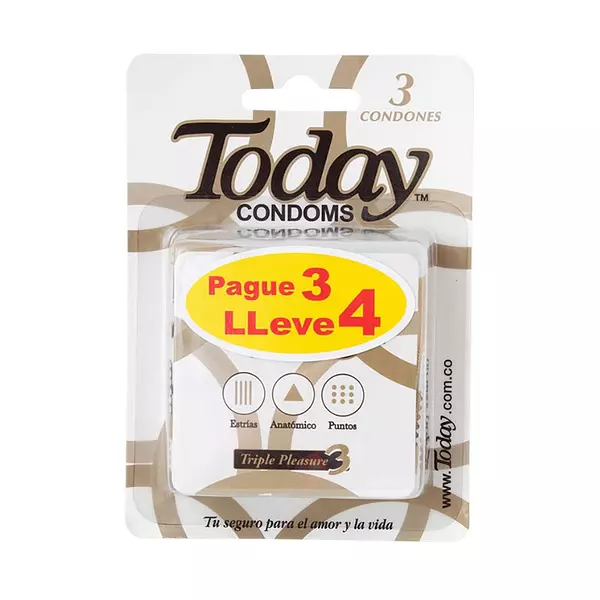 Preservativo Today Triple Placer Pague 3 Lleve 4