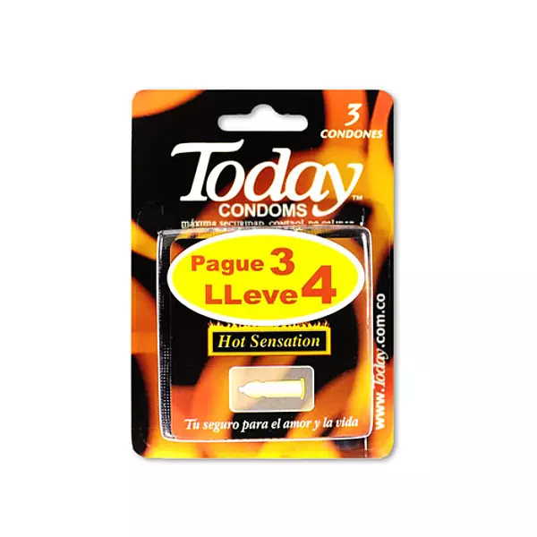 Preservativo Today Hot Sensation Pague 3 lleve 4