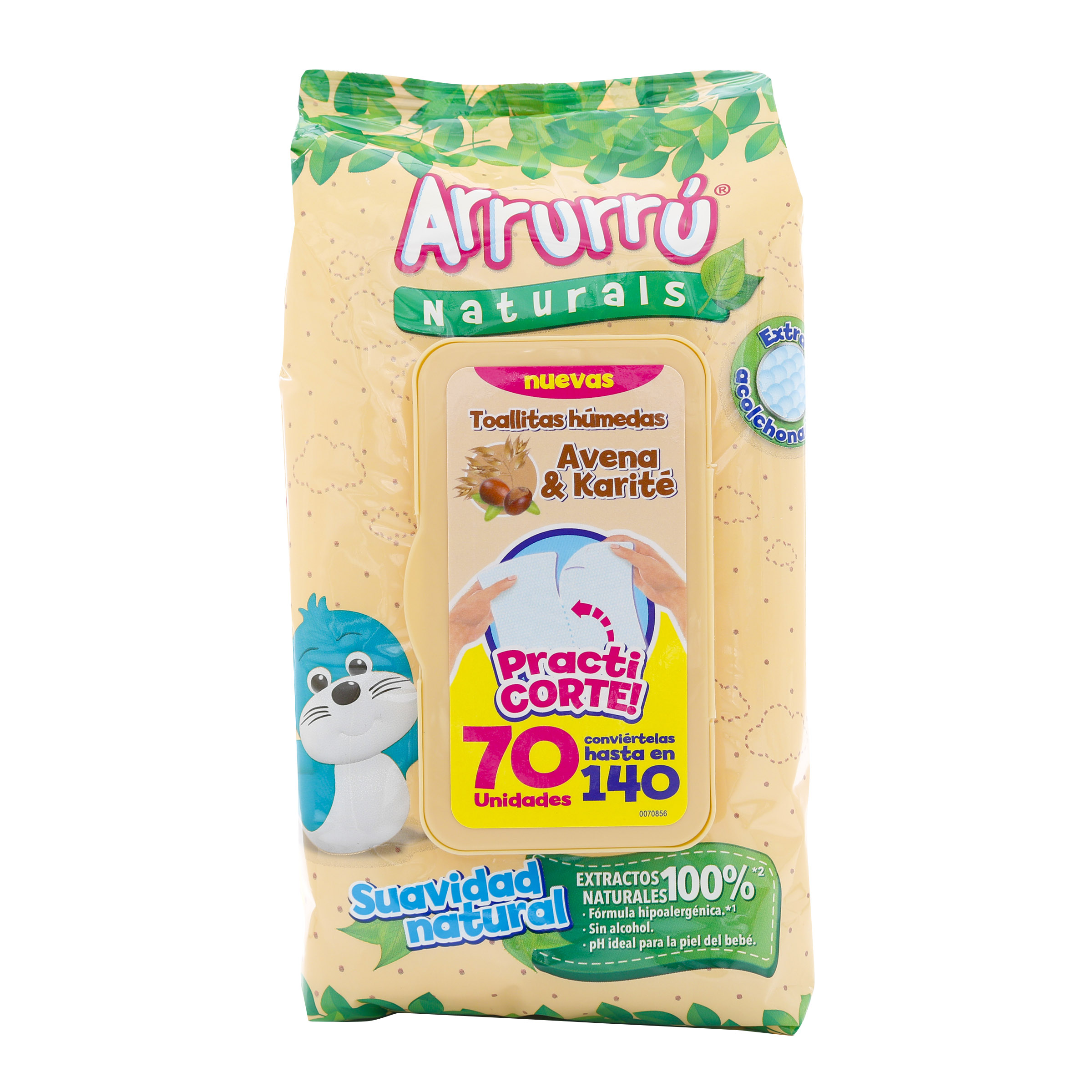 TOALLITAS HUMEDAS  ARRURRU AVENA PRACT 70 UNI