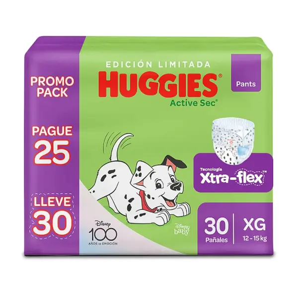PAÑALES HUGGIES  ACTIV SEC PANTS  ETAPA  4 PAG 25 LLEVE 30 UNI