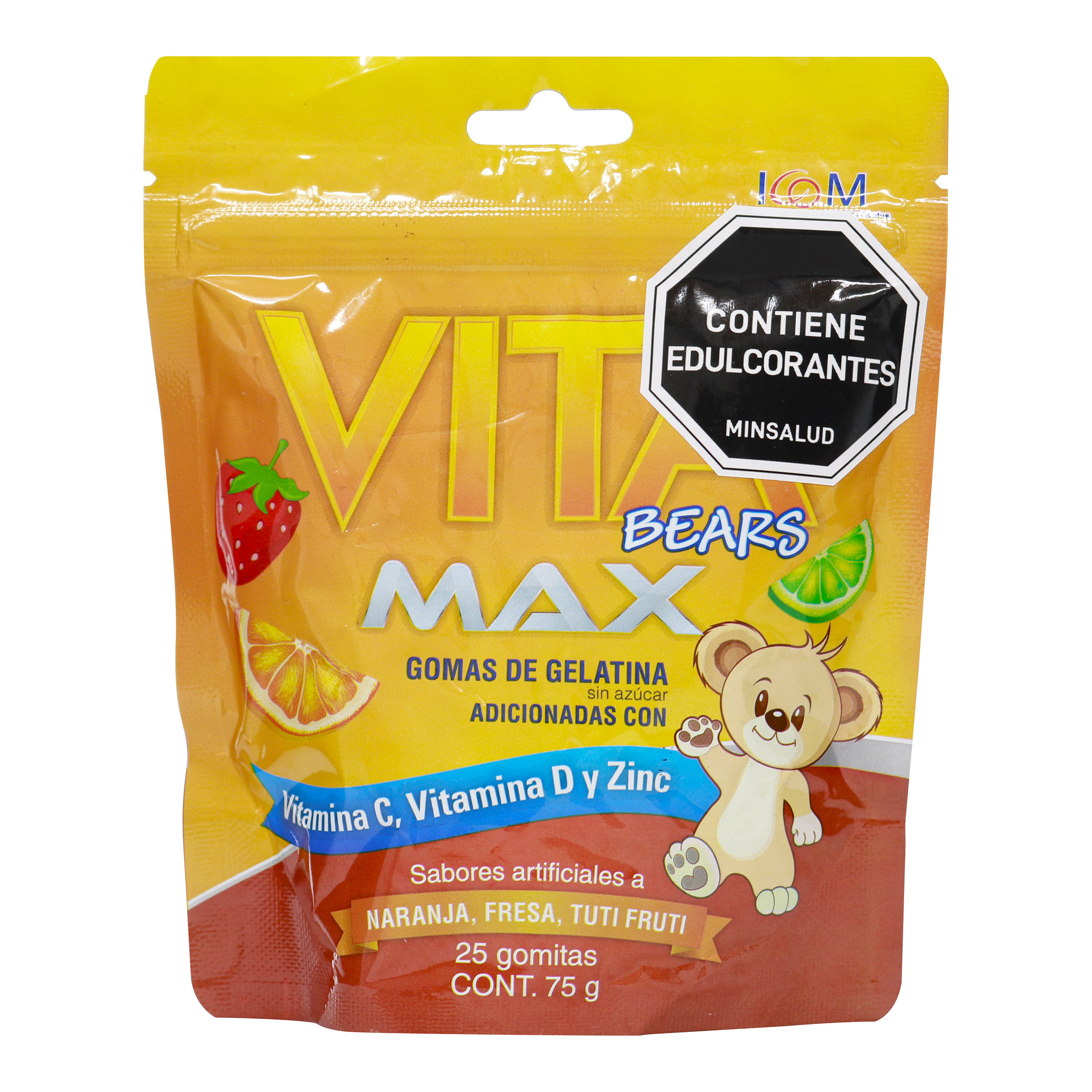 Vita Bears Max Gomas De Gelatina Sin Azucar Sabor A Naranja + Fresa Y Tutti Fruti