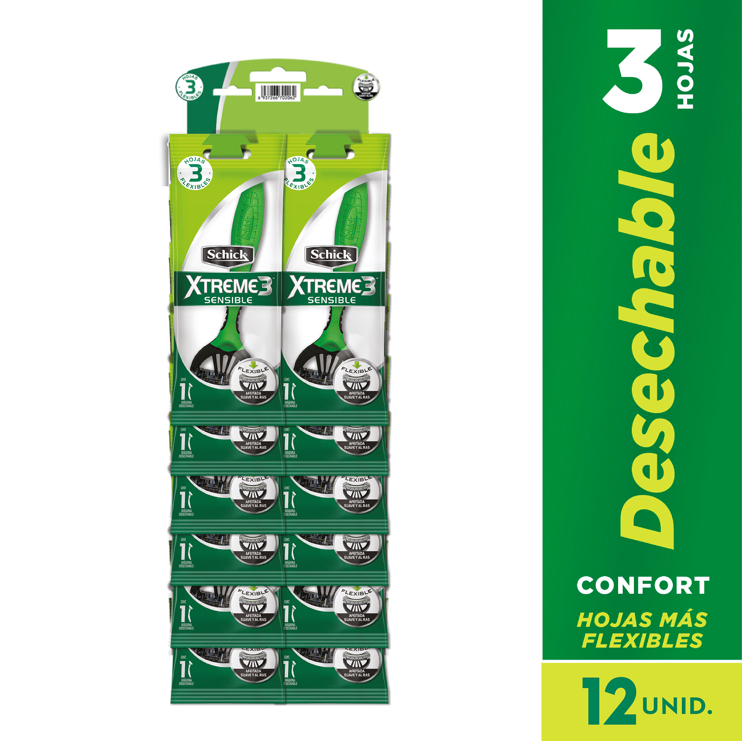 MAQUINA DE AFEITAR SCHICK XTREME-3 P.SENSIBLE MEN 12 UNI